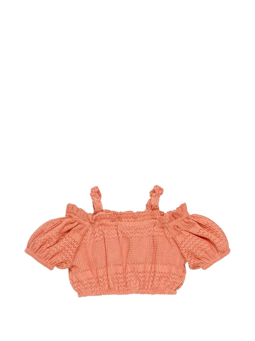 Miss Grant Kids shirred puff-sleeve top - Arancione