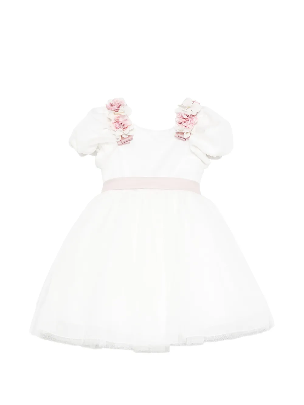 Colorichiari floral-appliqué bow-detail dress - White