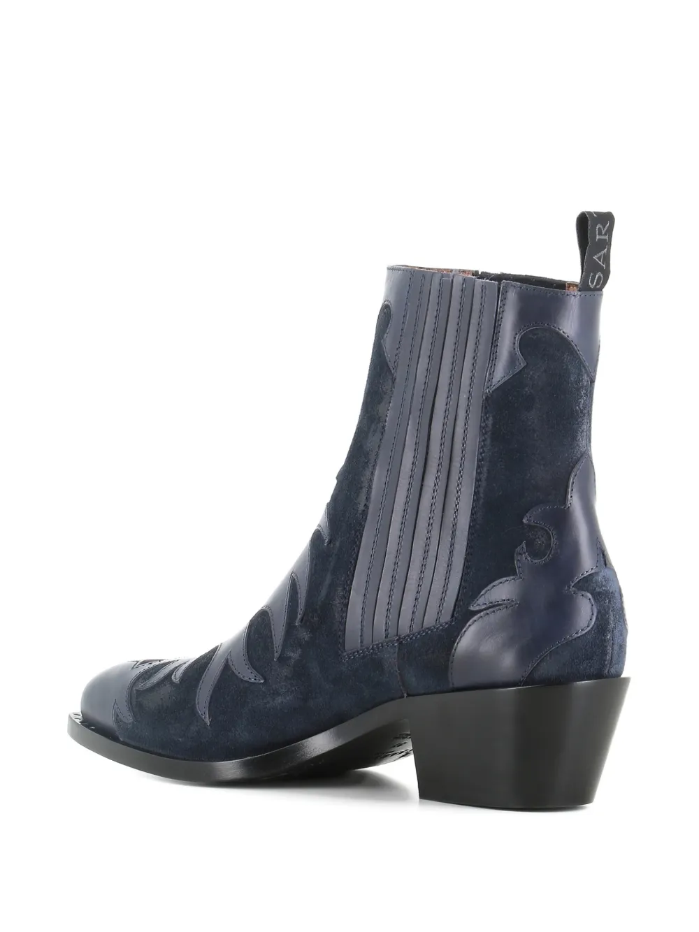 Sartore Laarzen met vlammenapplicatie Blauw