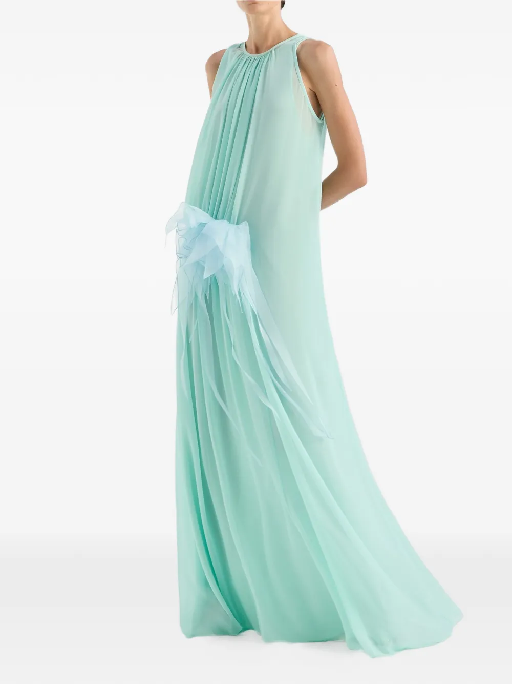 Genny Gesmockte maxi-jurk met bloemenprint Groen