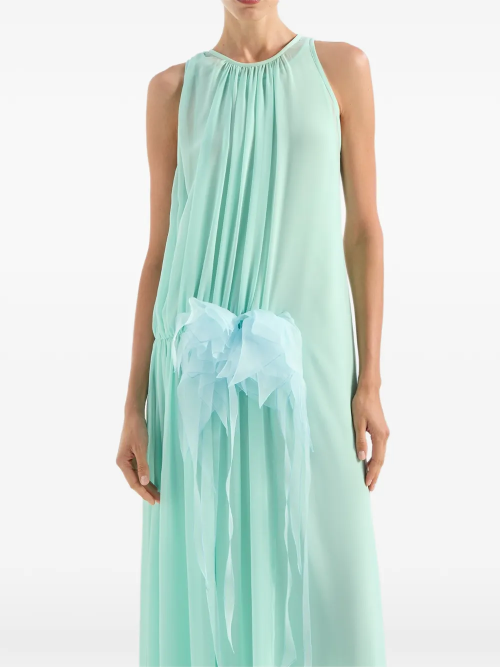Genny Gesmockte maxi-jurk met bloemenprint Groen