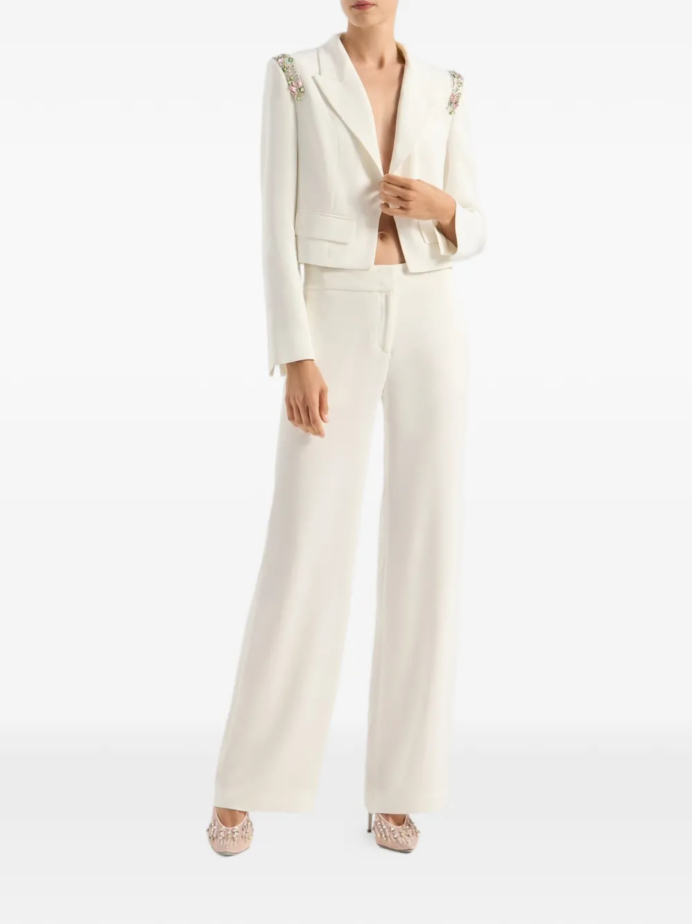 Genny Cady cropped jack met verfraaiing Wit