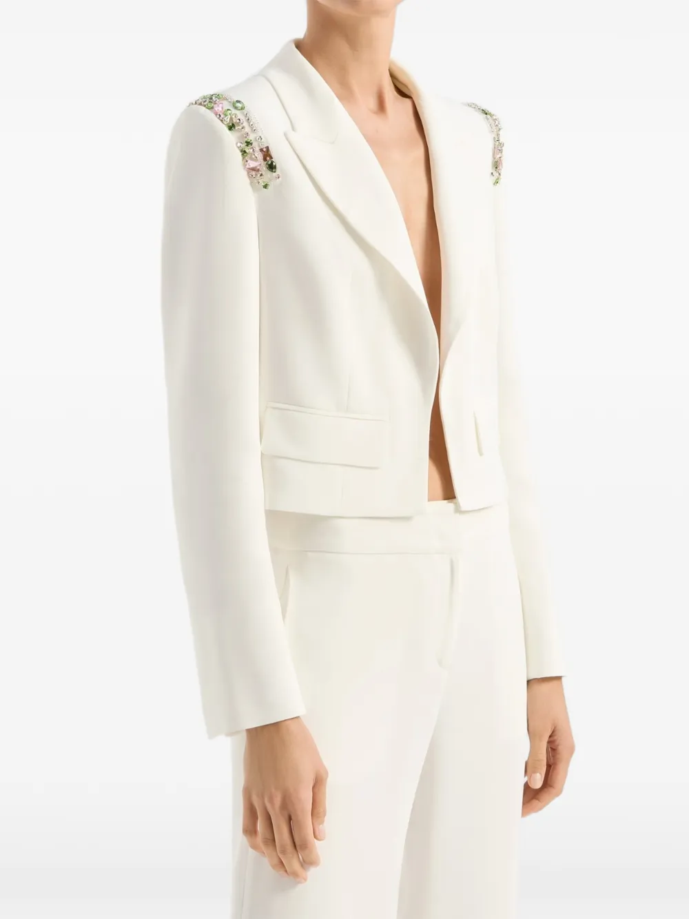 Genny Cady cropped jack met verfraaiing Wit