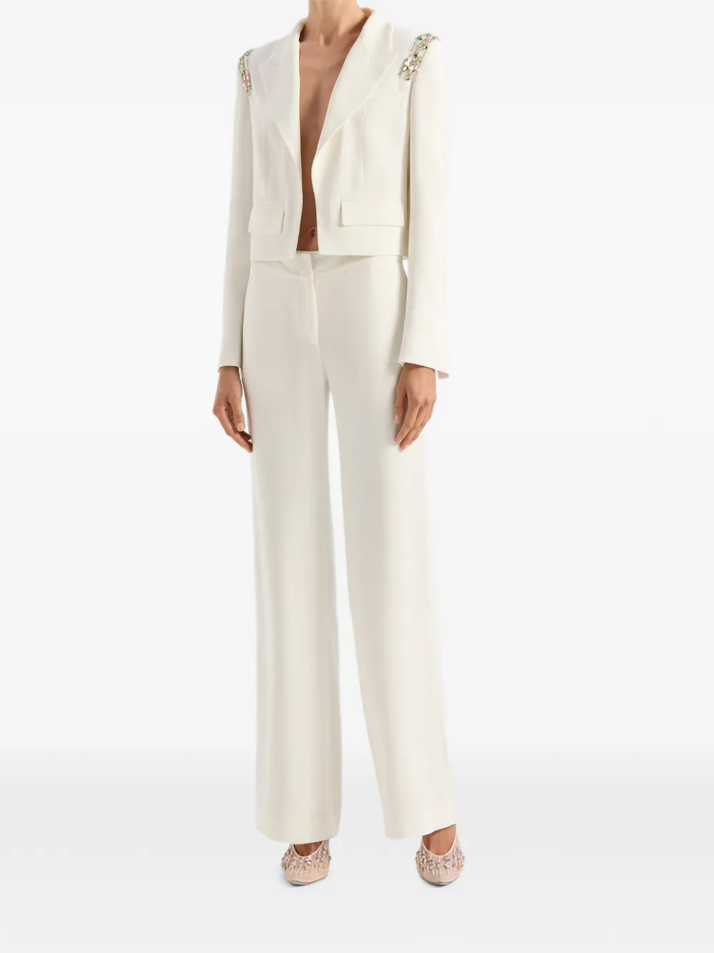 Genny Cady cropped jack met verfraaiing Wit