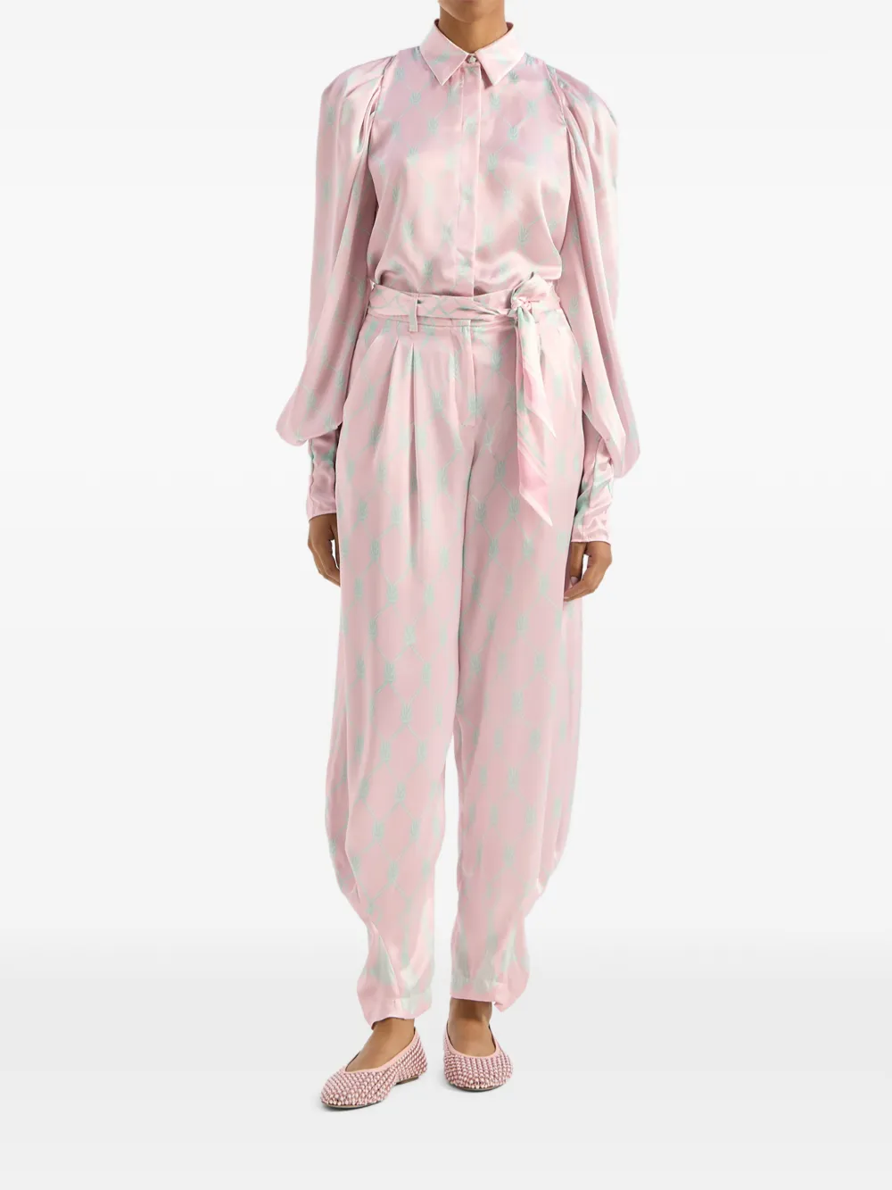  Genny Patterned Pleated Trousers - Pink 
