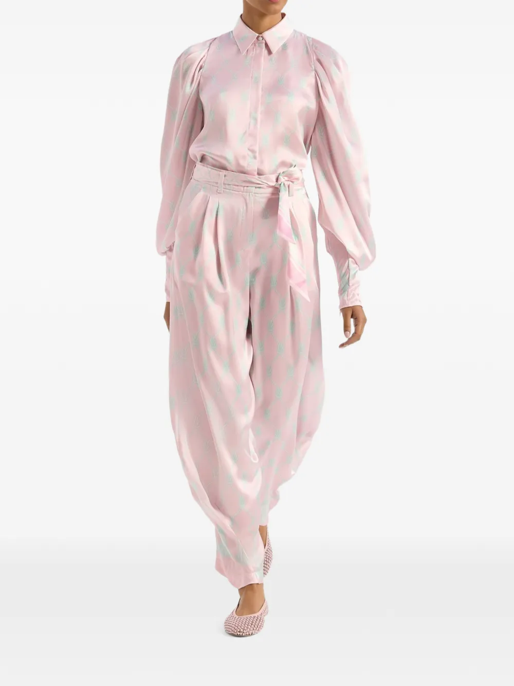  Genny Patterned Pleated Trousers - Pink 