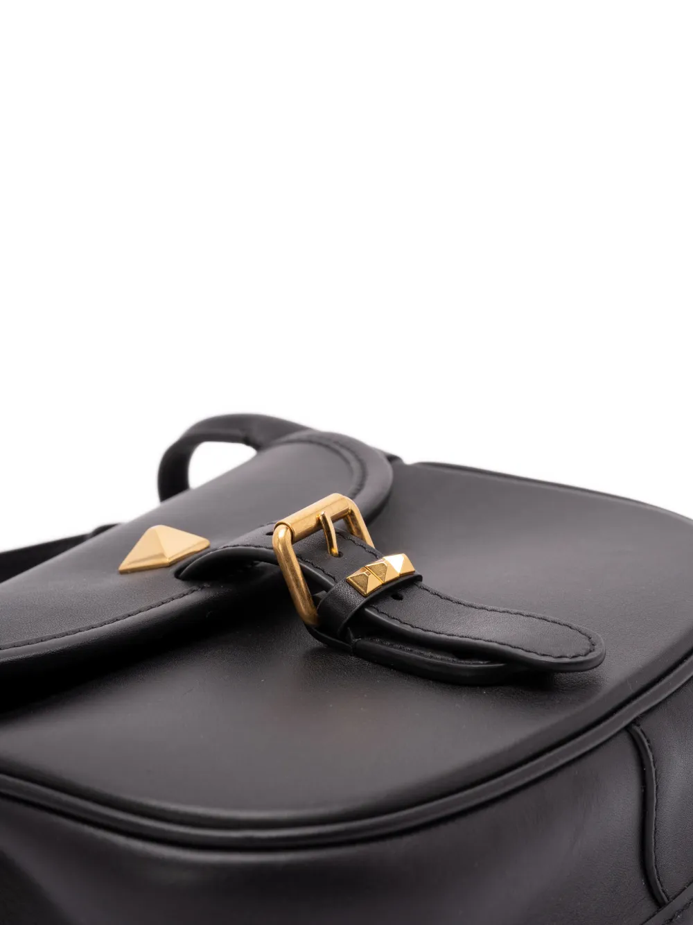 buckle-strap leather shoulder bag