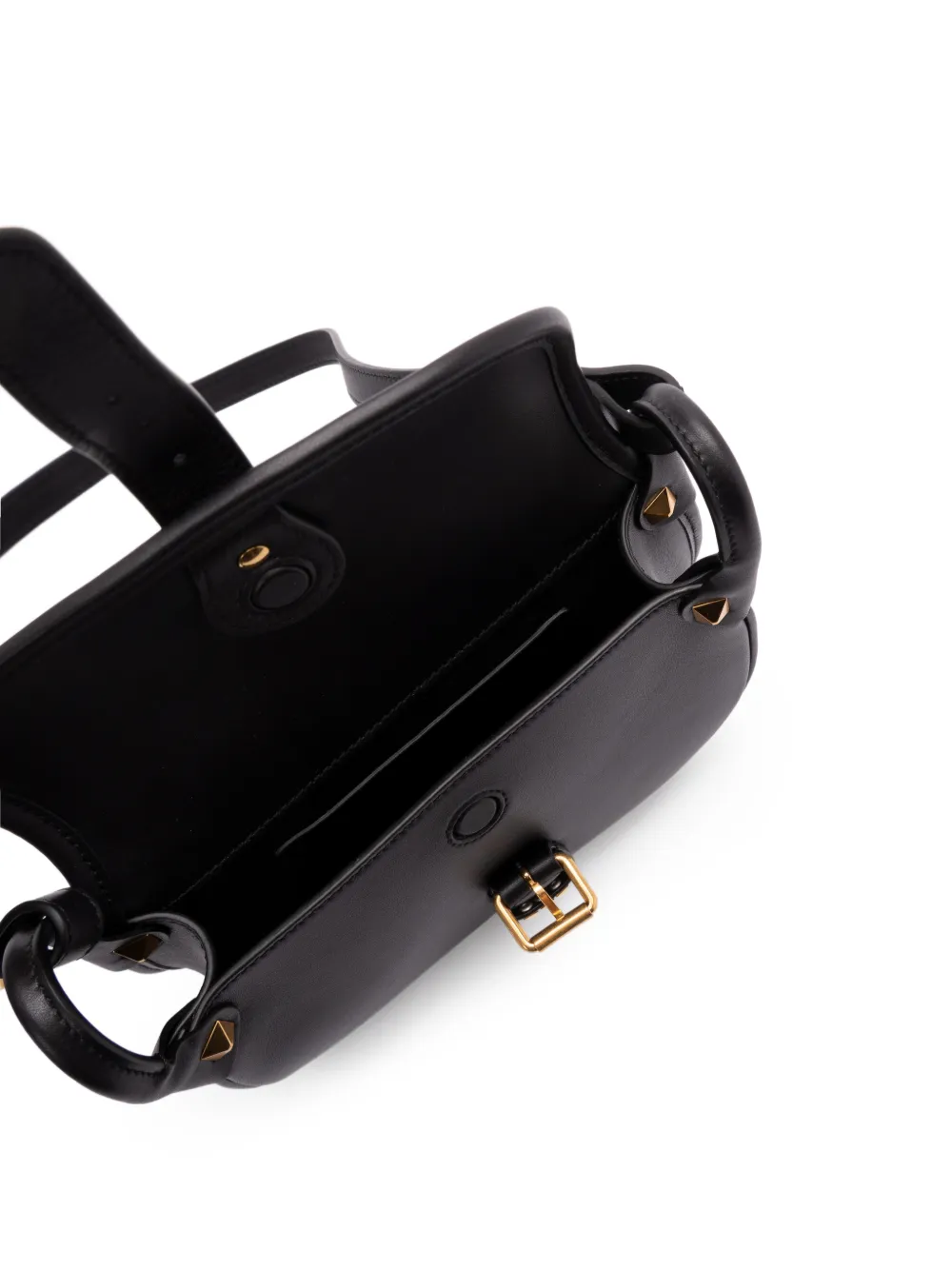 buckle-strap leather shoulder bag