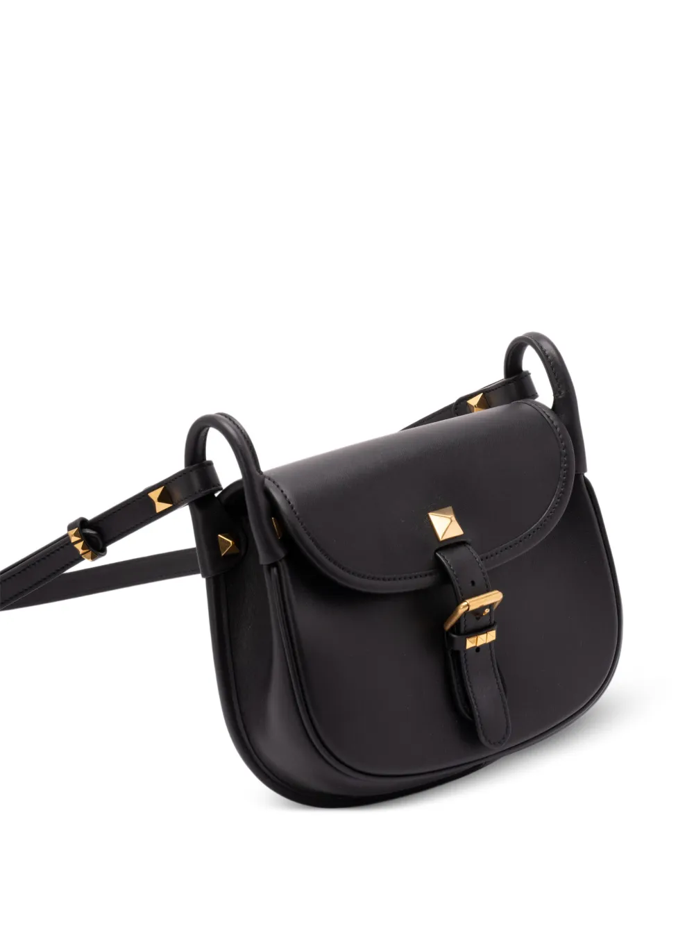 buckle-strap leather shoulder bag