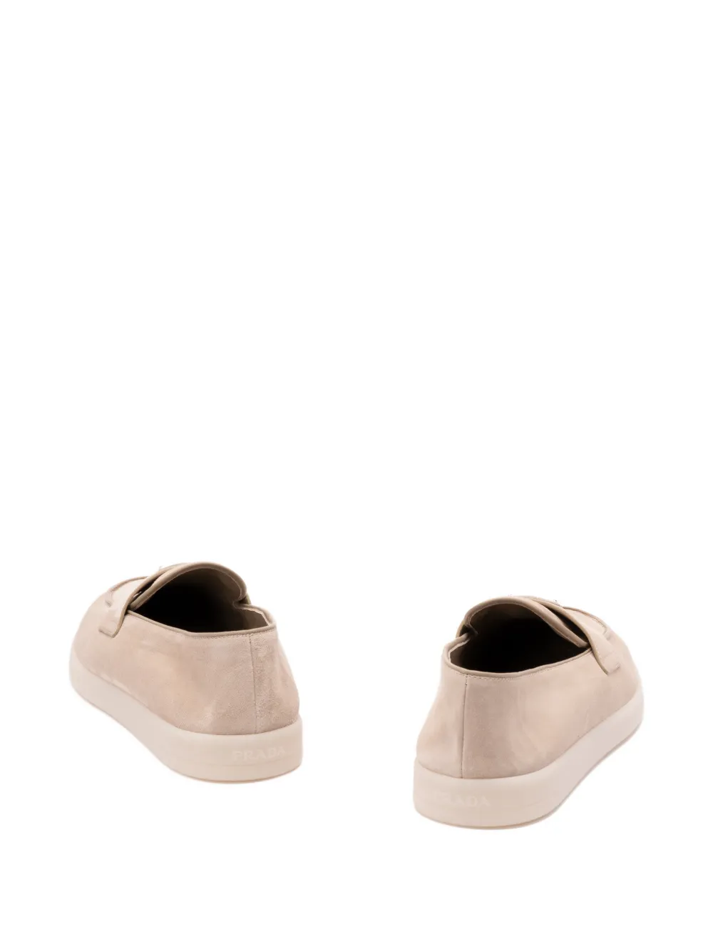 Prada Loafers met logoplakkaat Beige