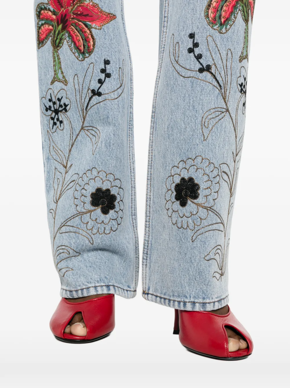 Valentino Garavani Jeans met geborduurde bloemen Blauw