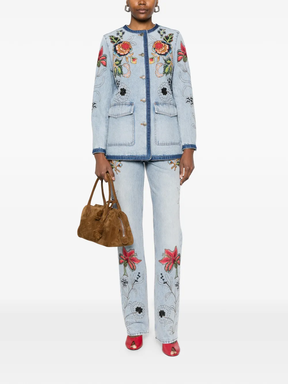 Valentino Garavani Jeans met geborduurde bloemen Blauw