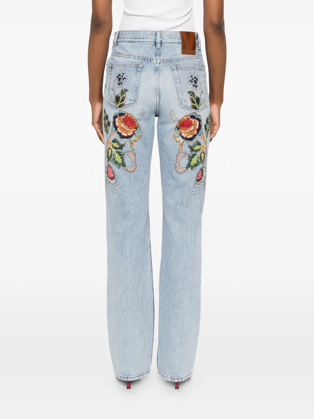 Valentino Garavani Jeans met geborduurde bloemen Blauw