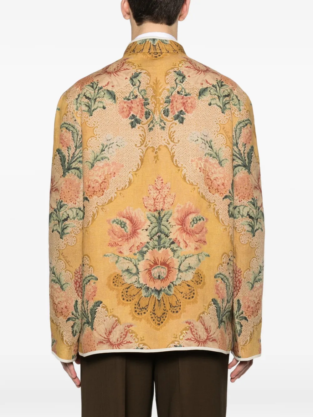 Floral-Print Frog-Closure Jacket