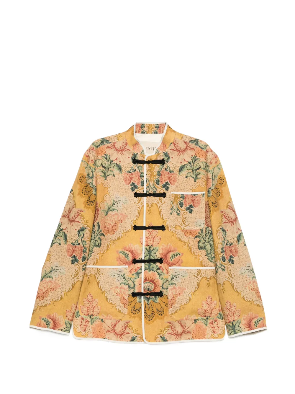 Valentino Garavani floral-print frog-closure jacket - Gelb