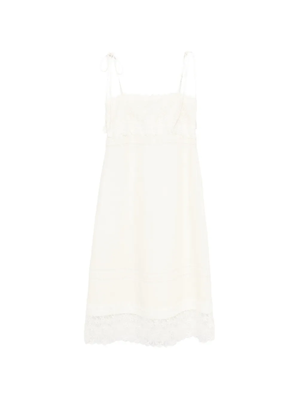 Valentino Garavani lace-trim midi dress - Toni neutri