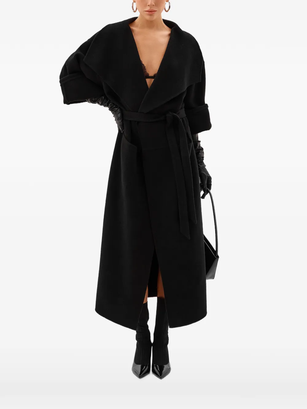  Annafoxy Noir Classique Belted Coat - Black 