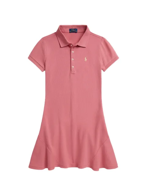 POLO RALPH LAUREN KIDS vestido con cuello de playera tipo polo y dobladillo acampanado