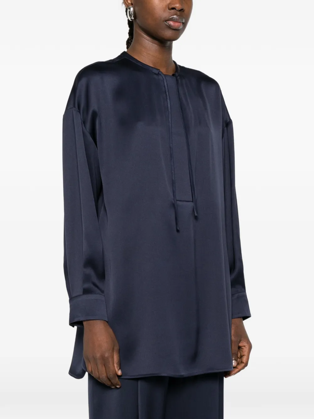 Giorgio Armani Blouse met gestrikte kraag Blauw