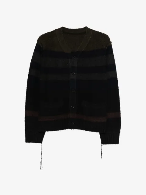 sacai cardigan rayé à effet usé
