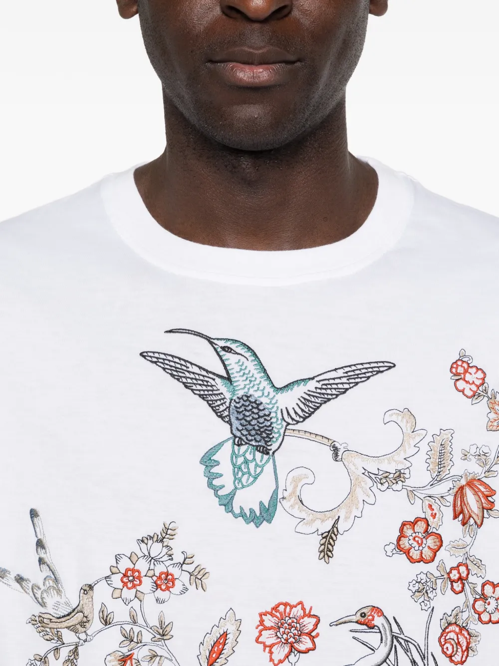 ETRO T-shirt met geborduurde bloemen Wit