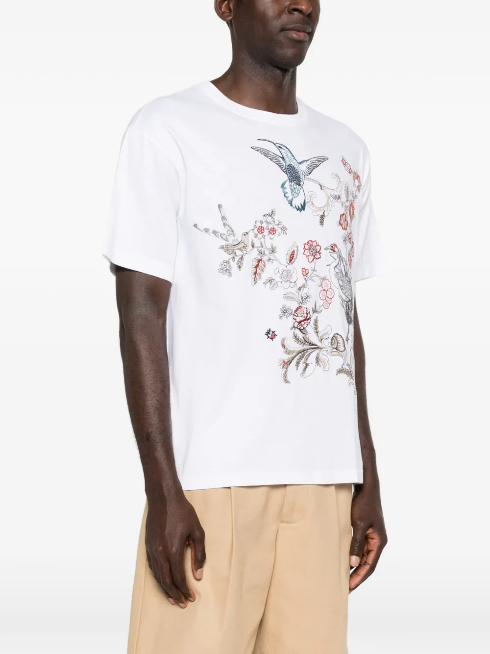 Floral-Embroidered T-Shirt