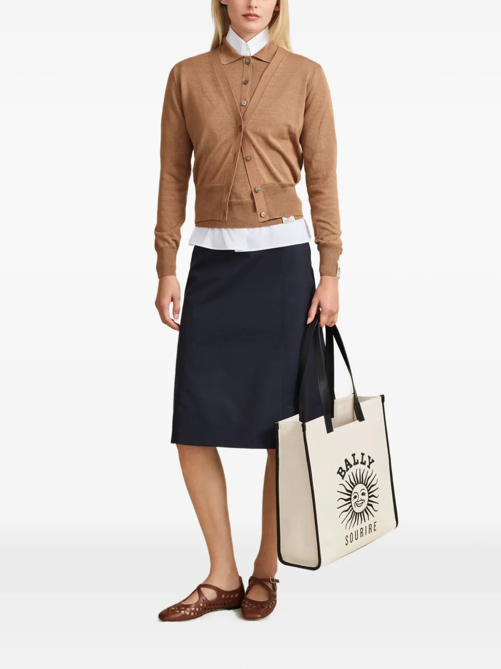  Bally V-neck Ribbed Cardigan - Brown 