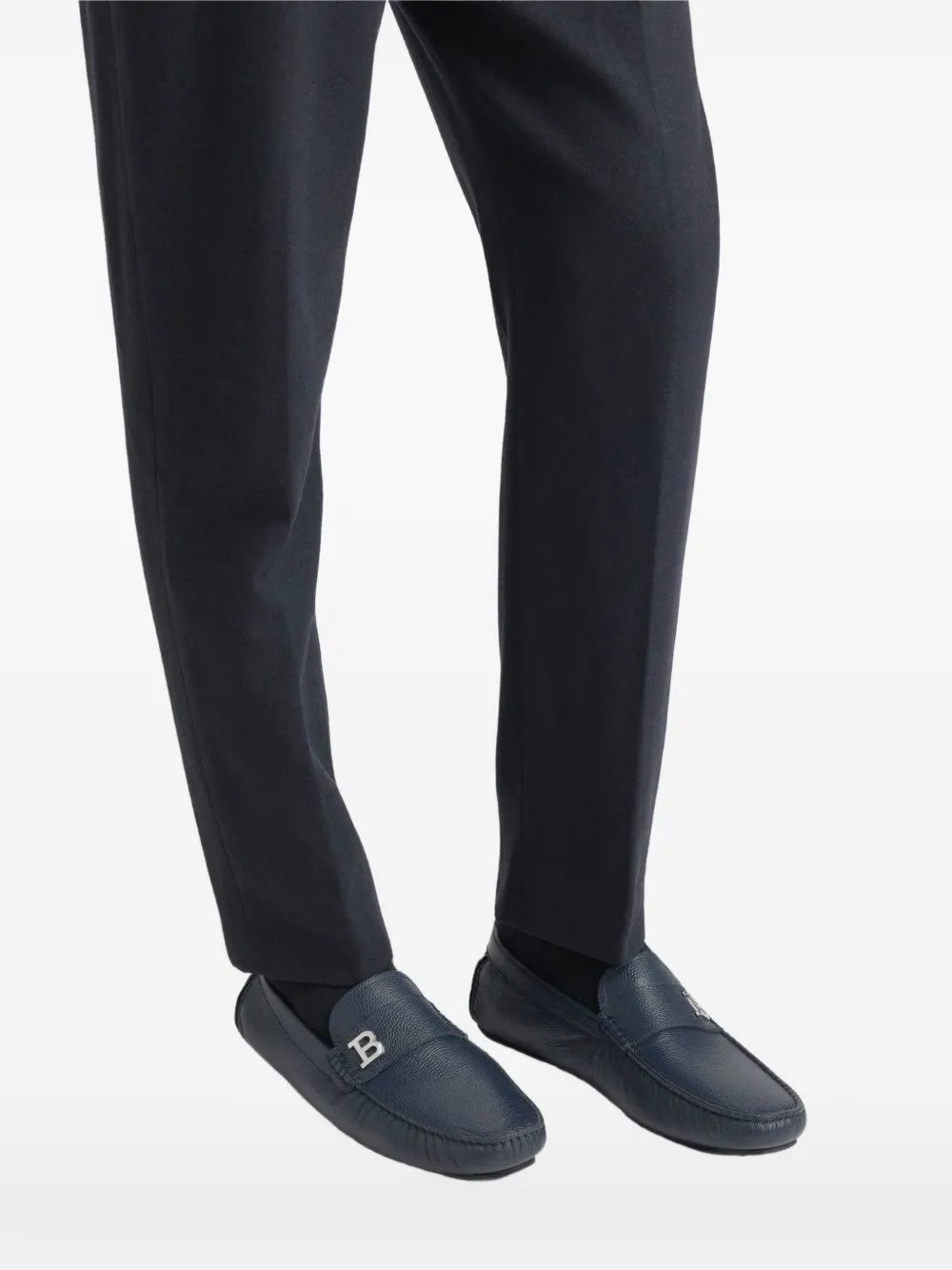 Bally blue leather loafers Blauw