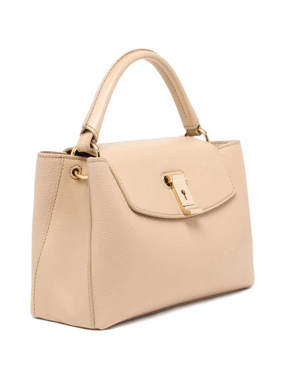  Bally Small Lock Me Grained-leather Tote - Neutrals 