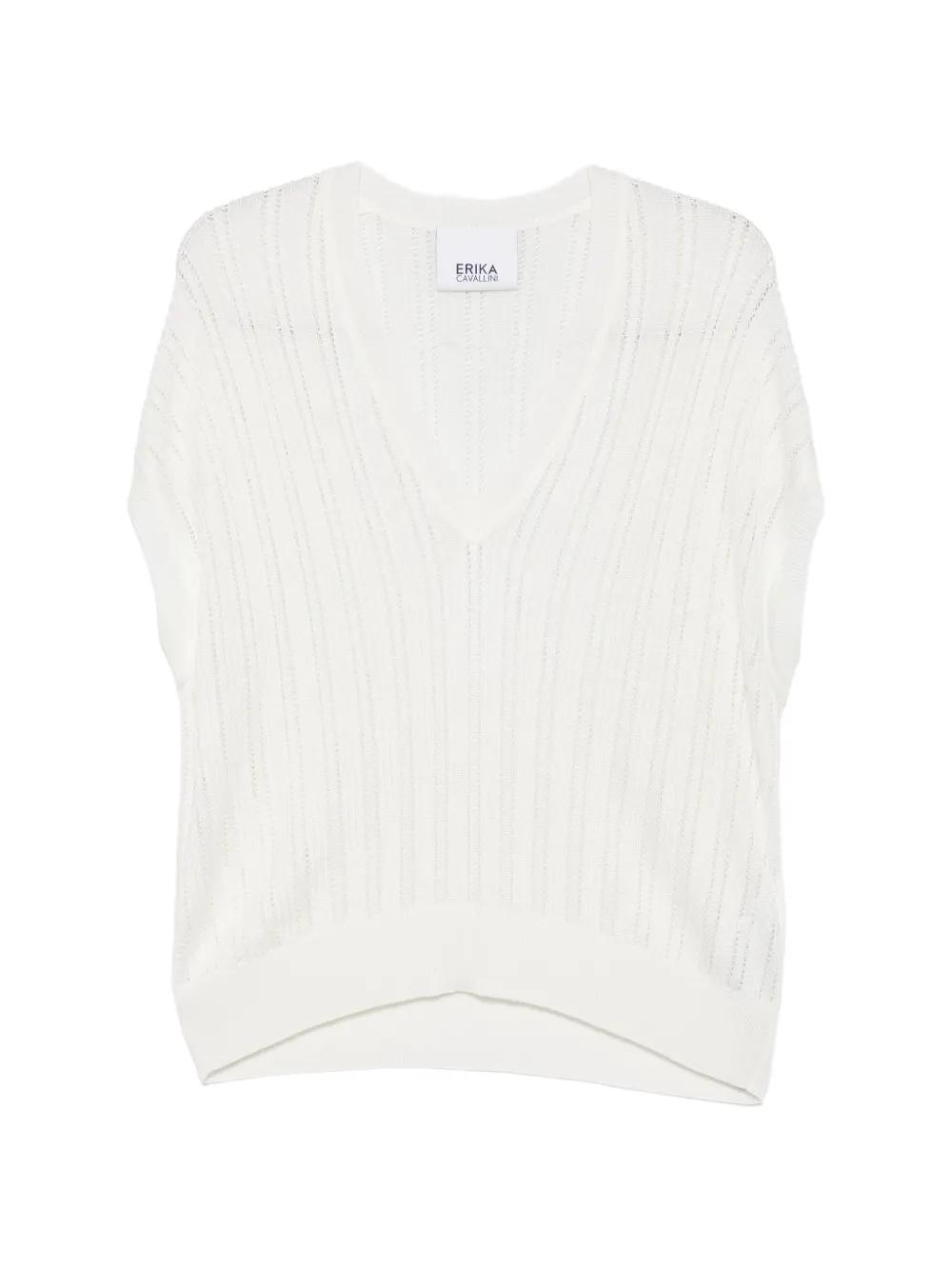 Erika Cavallini pointelle-knit V-neck vest - Bianco