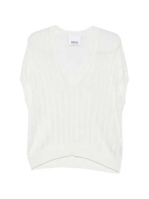 Erika Cavallini pointelle-strikket vest med V-hals