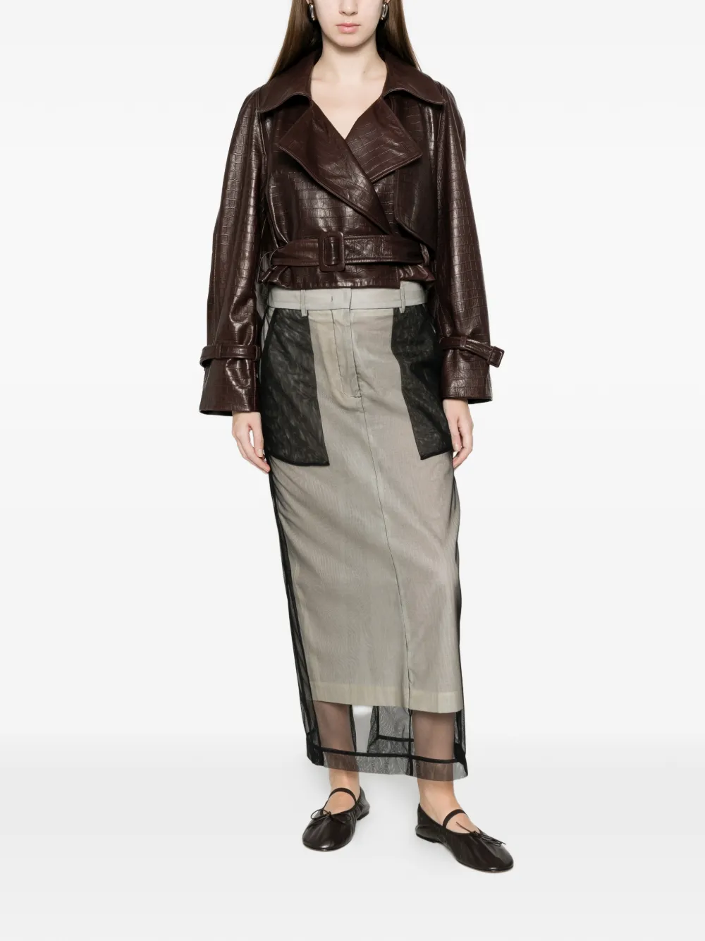  Erika Cavallini Mesh Panel Skirt - Neutrals 