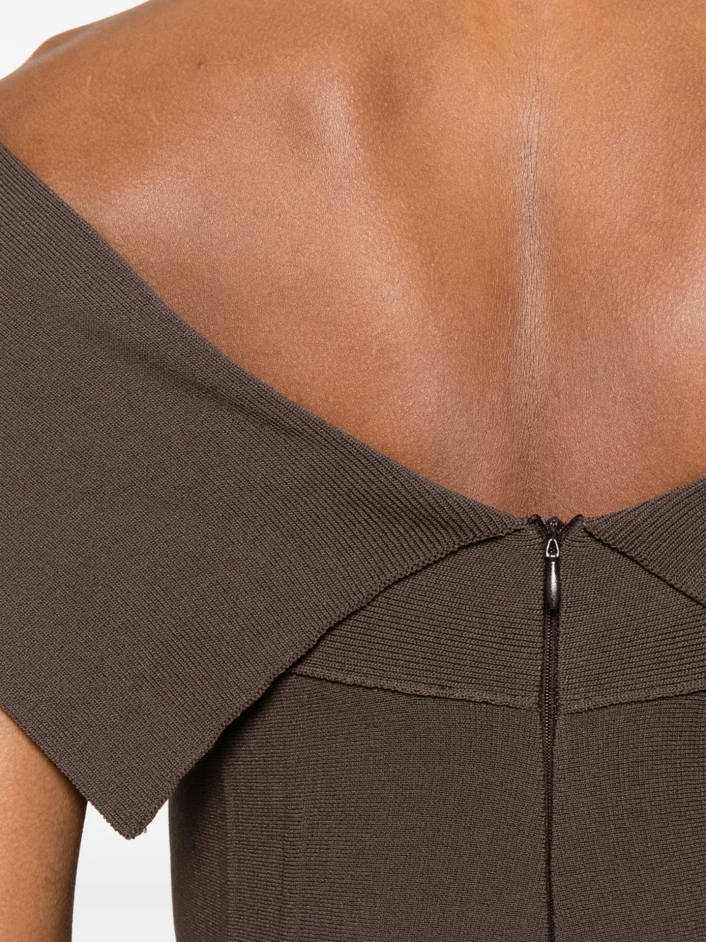 Erika Cavallini Off-shoulder jurk met korsetstijl Bruin