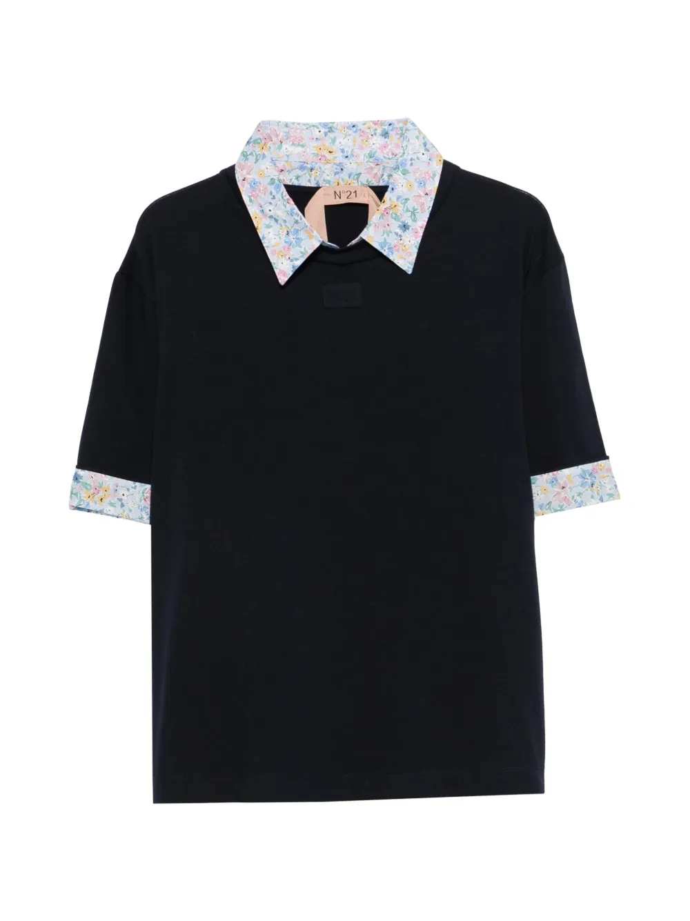 Nº21 floral-collar T-shirt - Blu