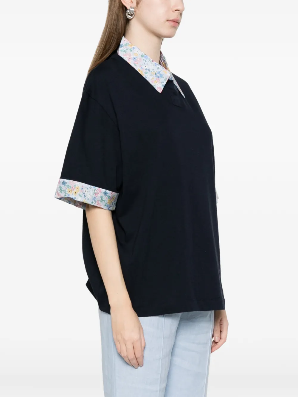  Nº21 Floral-collar T-shirt - Blue 