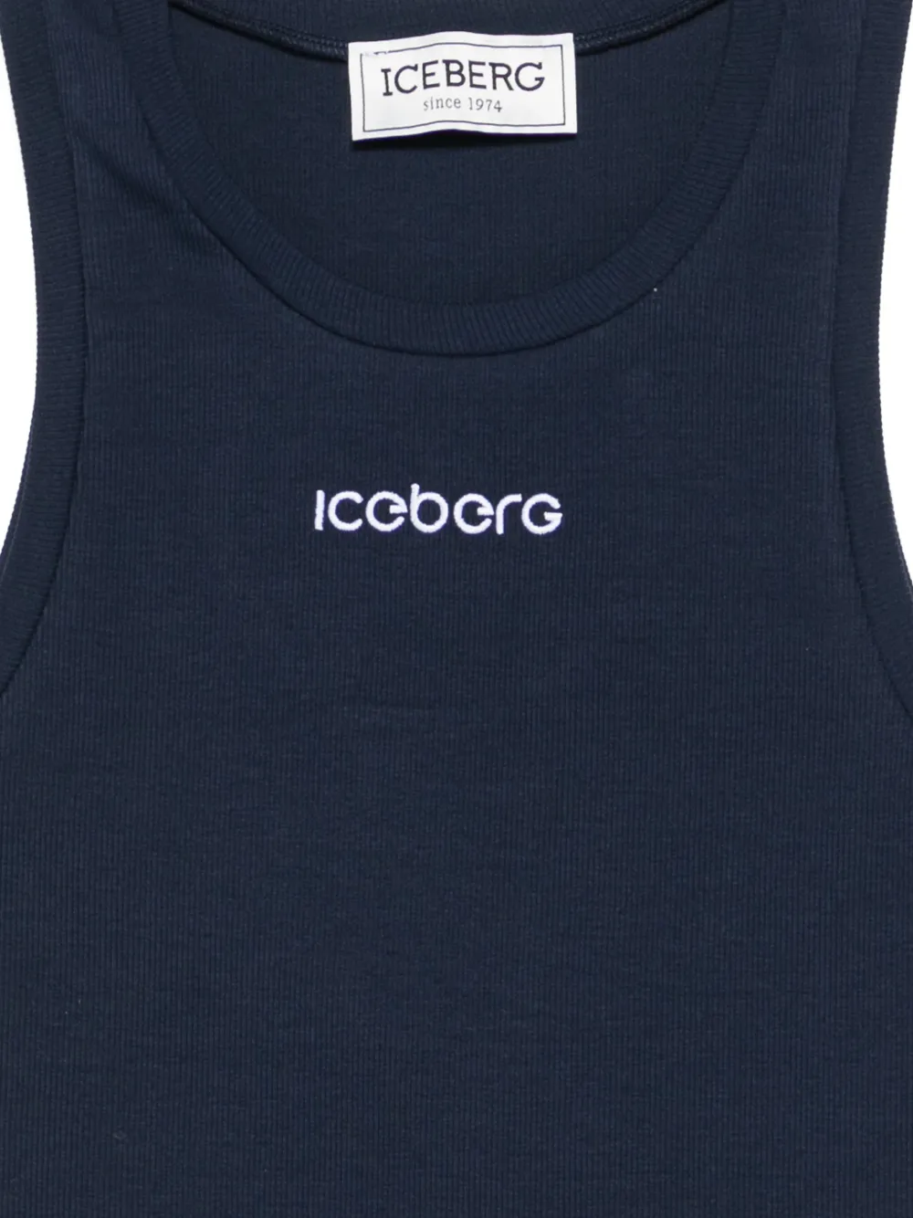 Iceberg Geribbelde top met geborduurd logo Blauw