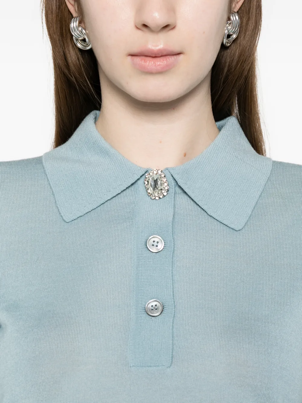 Button Embellished Polo Top