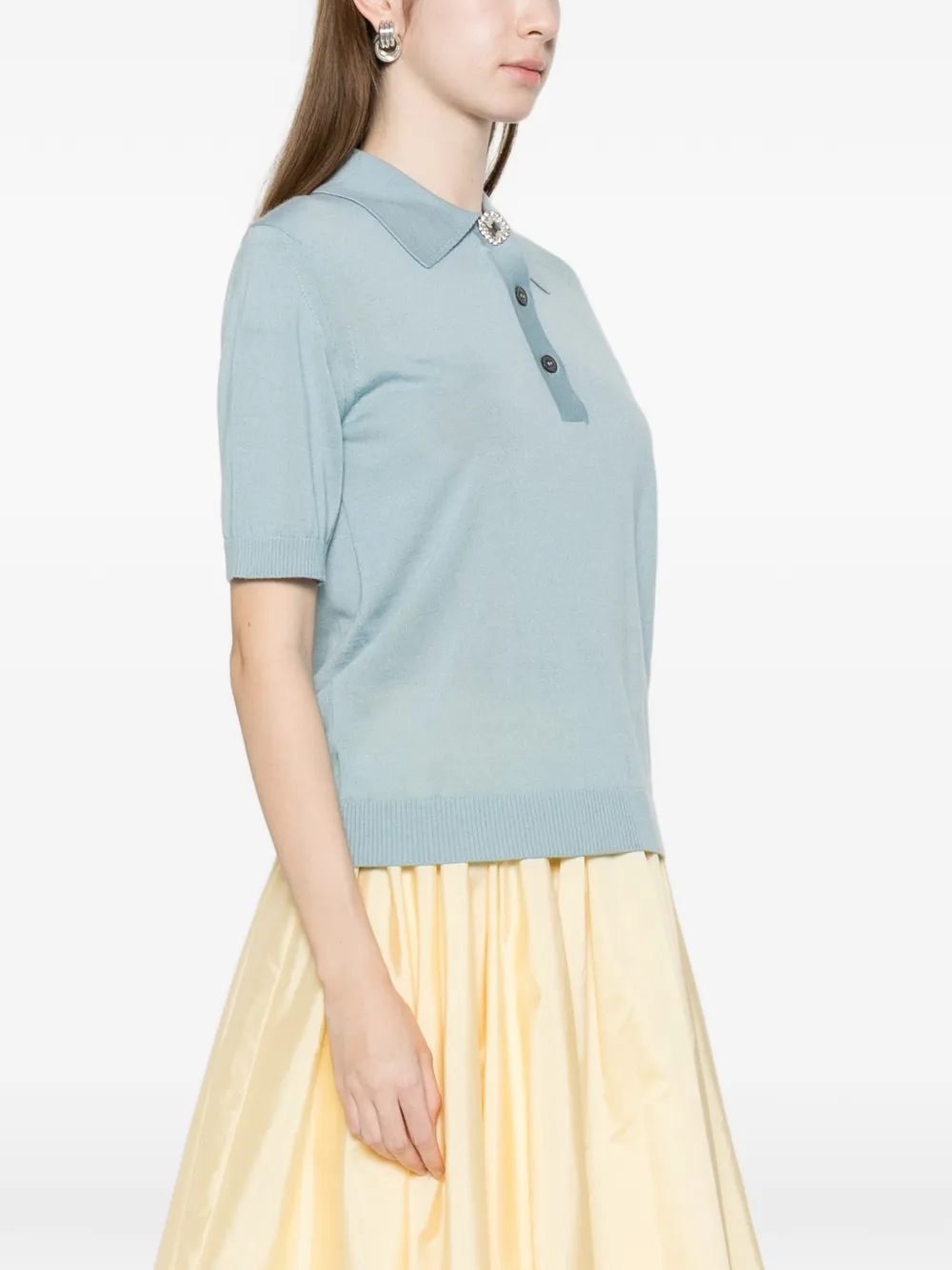 Button Embellished Polo Top