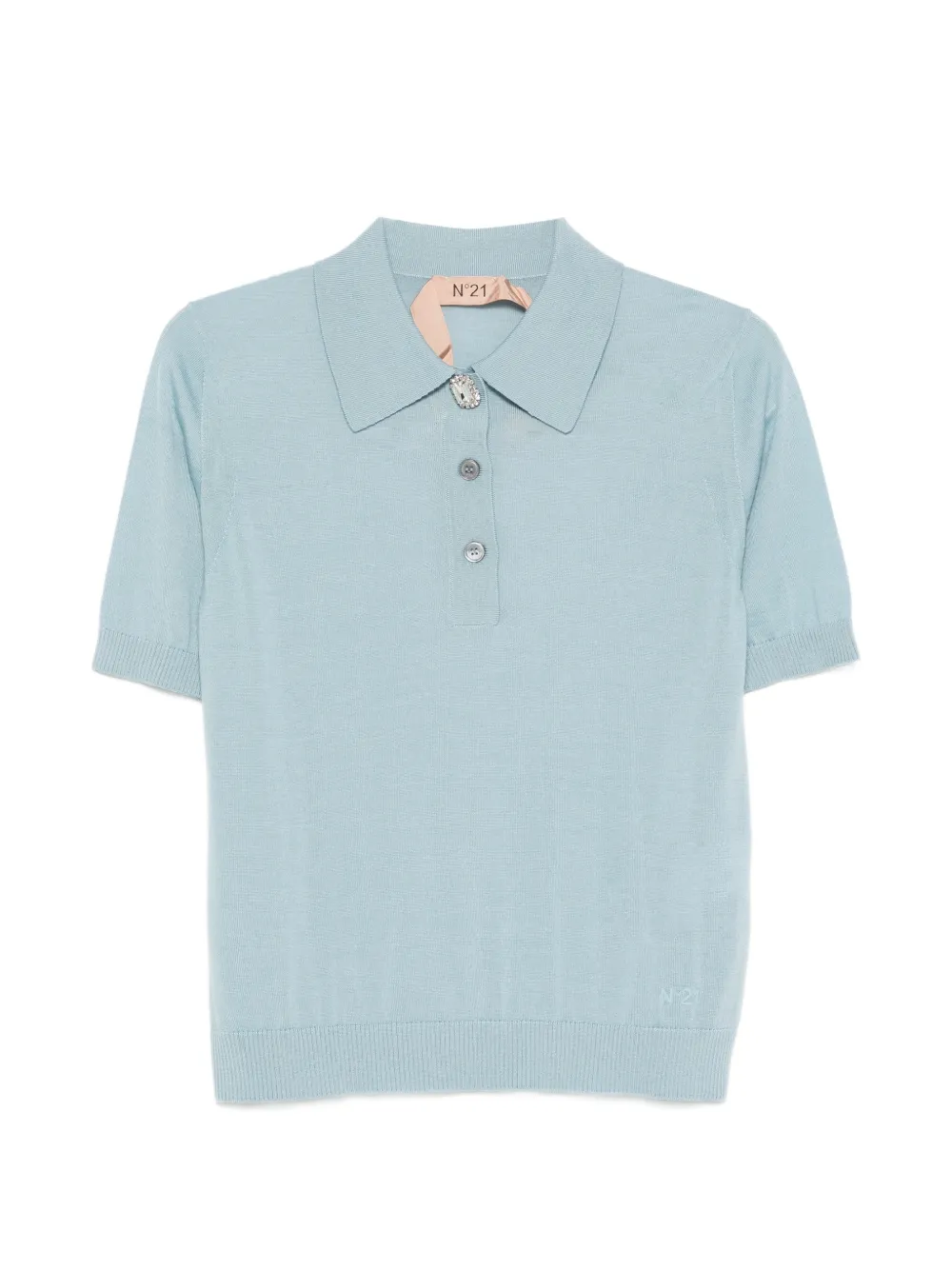 Nº21 button embellished polo top - Blu