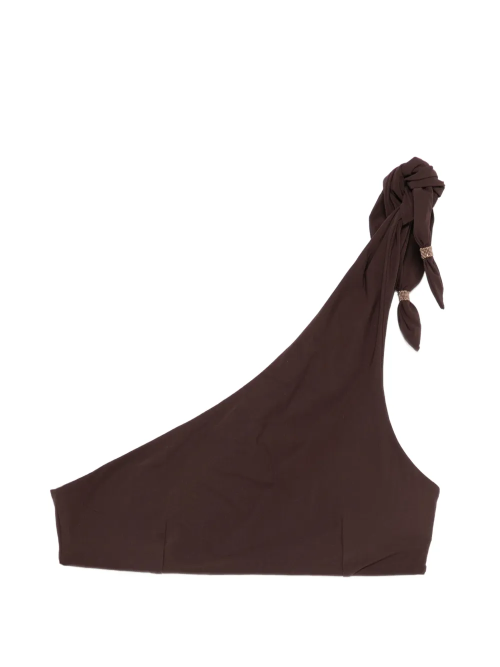 Brunello Cucinelli knot one-shoulder bikini top - Marrone