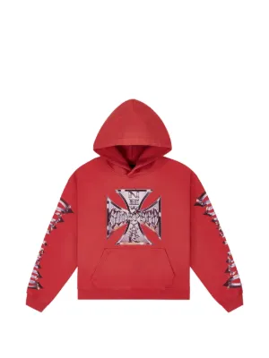 HELLSTAR Records Graphic Hoodie Sweater | Red | FARFETCH IN
