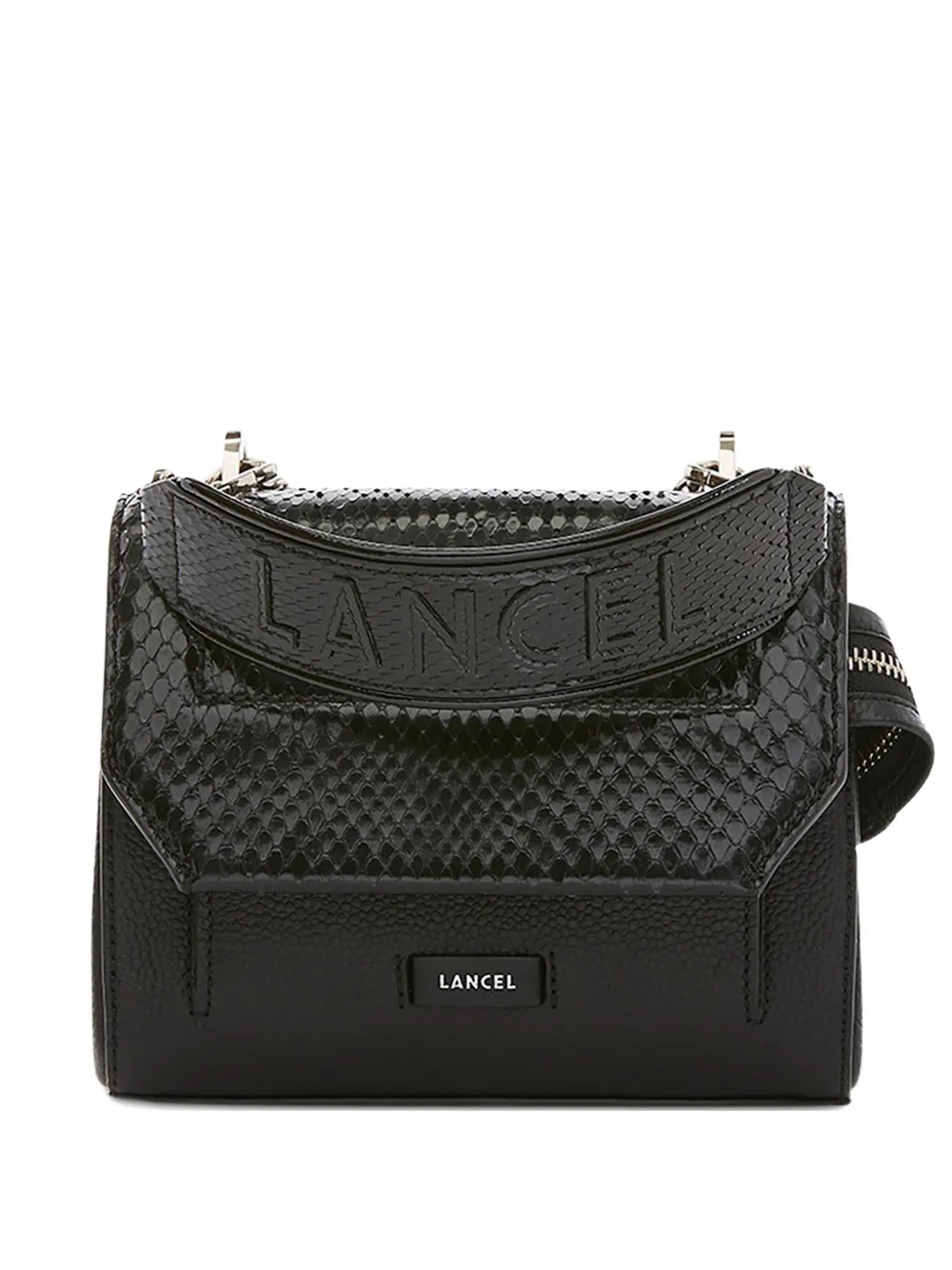 Lancel snakeskin flap mini bag - Nero