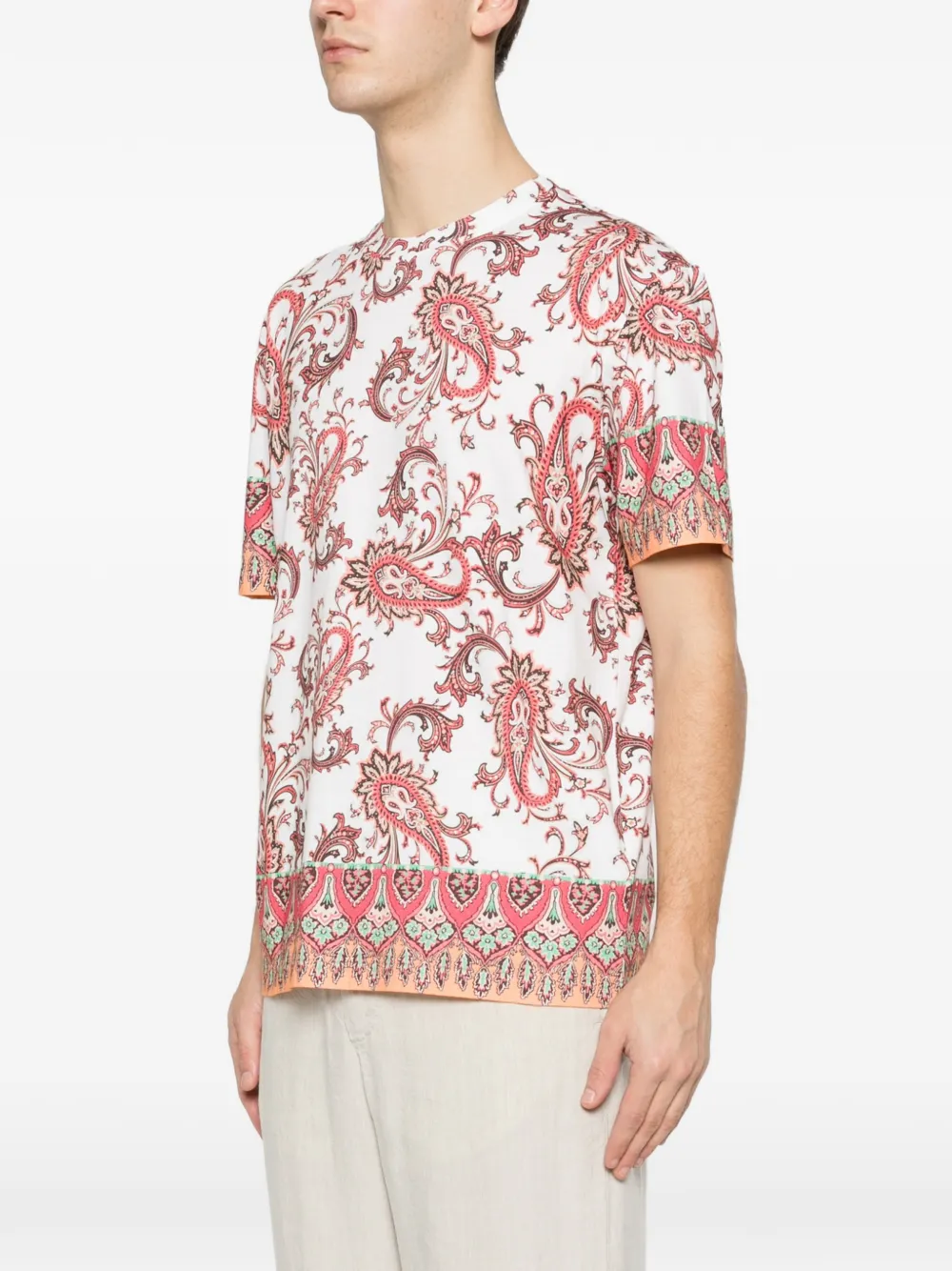 ETRO T-shirt met paisley-print Wit