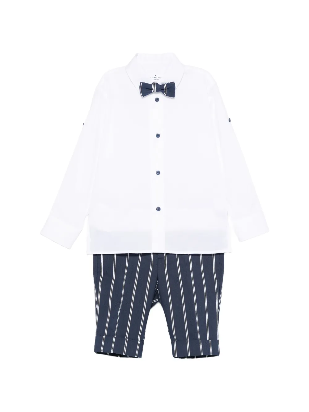 Colorichiari striped bow-detail suit (set of three) - Bianco