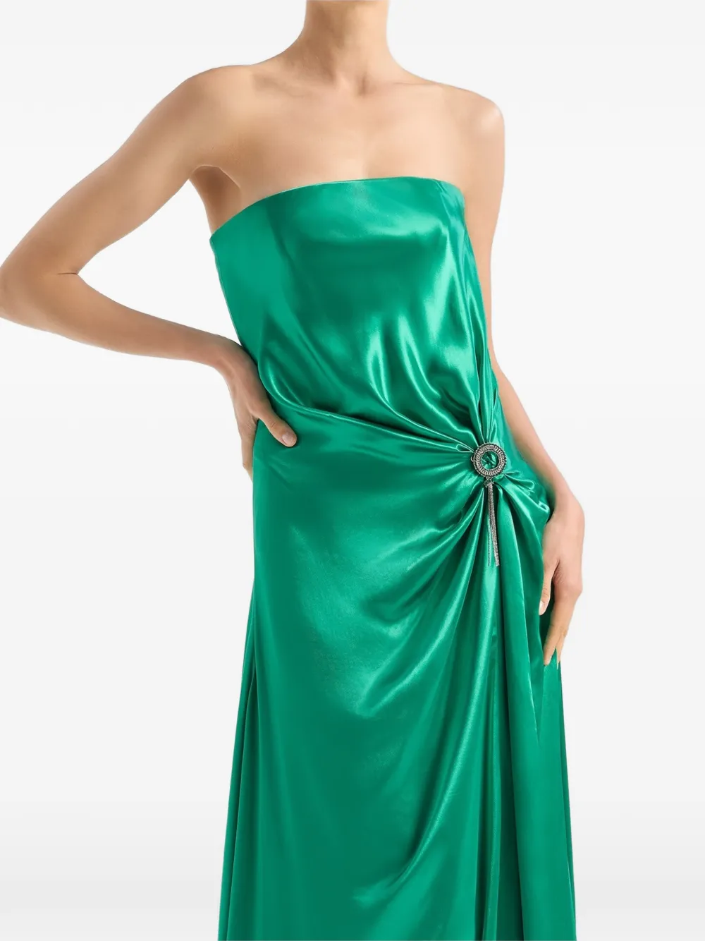 Genny Verfraaide maxi-jurk met geknoopt detail Groen