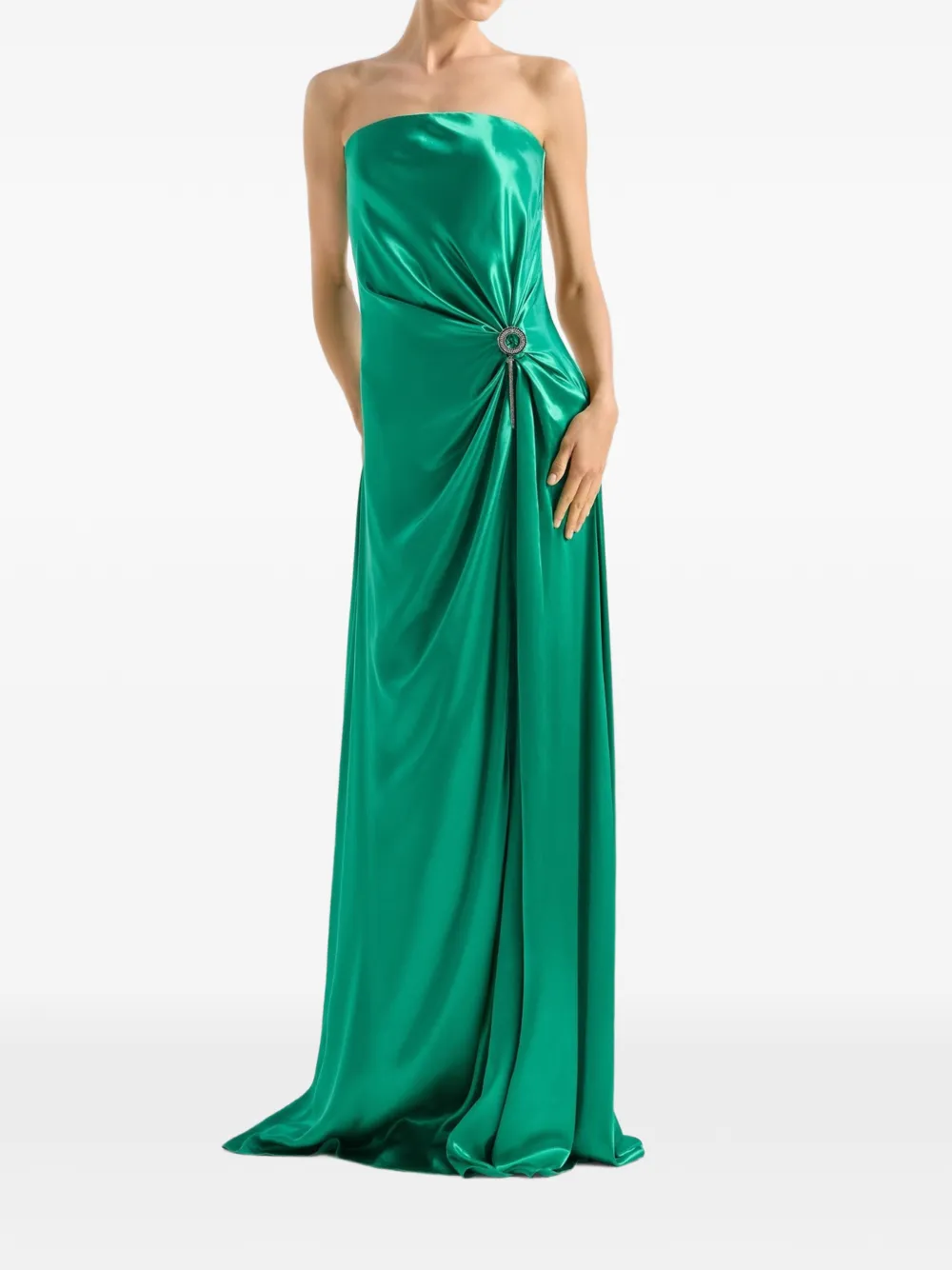 Genny Verfraaide maxi-jurk met geknoopt detail Groen