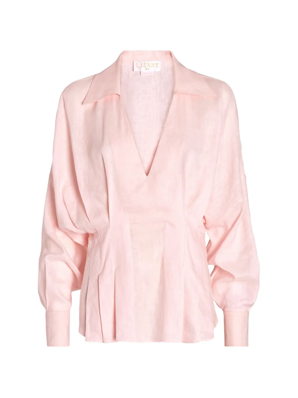 Genny Blusa plissettata con scollo a V - Rosa