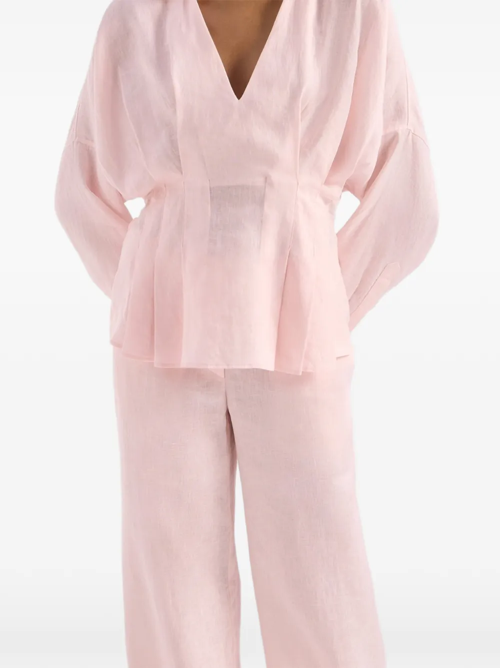 V-Neck Pleated Blouse