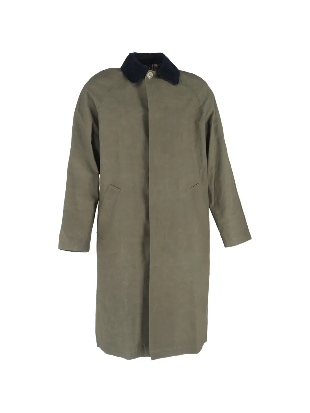 A.P.C. waxed corduroy-collar coat - Verde