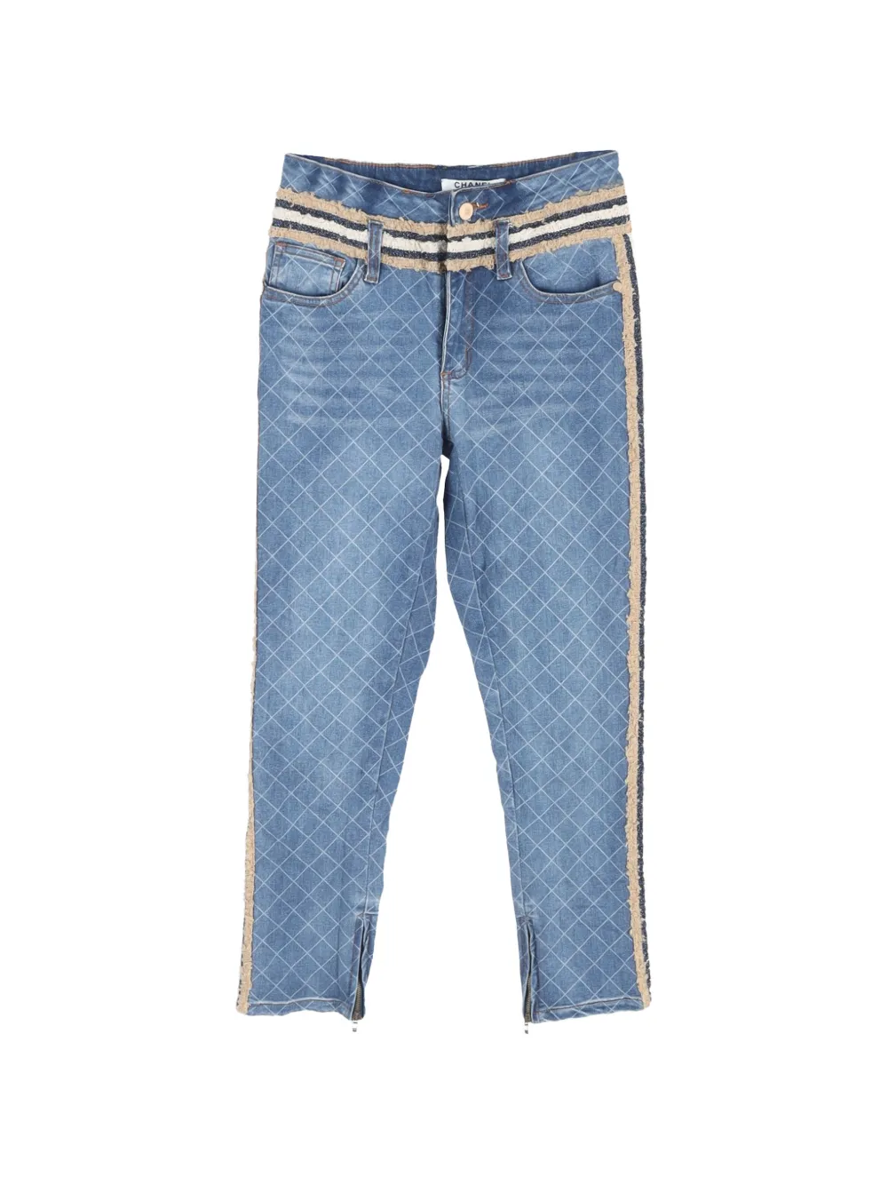 CHANEL Pre-Owned diamond-pattern jeans - Blu